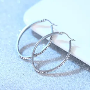 Boucles d'oreilles créoles ovales en acier inoxydable et strass pour femmes mode.