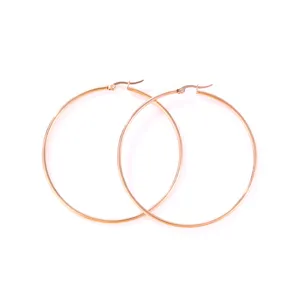 Large rose gold hoop earrings for women, minimalist stainless steel round circle ear jewelry