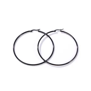 Black stainless steel hoop earrings for men and women minimalist hip hop style fashion jewelry