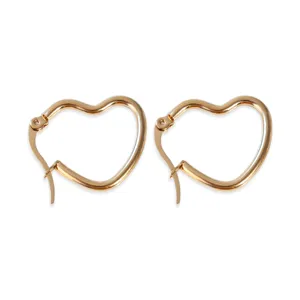 Vergoldete edelstahl herz creolen ohrringe minimalistischer chic modeschmuck hauptbild