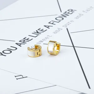 Titanium stalen witte schelp oorbellen, minimalistische geometrische sieraden voor dames.