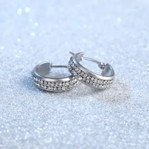 Modische Edelstahl Doppelreihe Strass Creolen glänzender Schmuck für Damen und Herren.