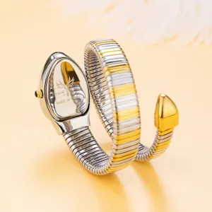Fashion snake shape wrap quartz women watch luxury metal spiral rhinestone bracelet timepiece