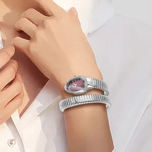 Serpent wrap quartz women watch diamond snake shaped wristwatch fashion elegant timepiece