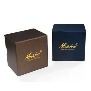 Scatola portaorologi quadrata confezione marrone e blu scuro cofanetto regalo set