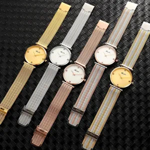 Orologio donna quarzo quadrante sottile minimalista cinturino maglia moda casual.