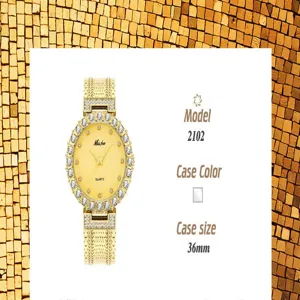 MISSFOX women luxury quartz watch featuring sparkling rhinestones and 36mm gold case detail.