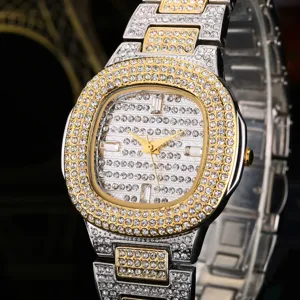 Luxury rhinestone quartz watch for women, sparkling full diamond iced out wrist watch.