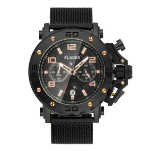 Montre-Bracelet pour Hommes Affaires Mode Quartz Lumineux Calendrier Chronographe Cadran Rond Bracelet en Maille d Acier Inoxydable Cadeau pour Adultes