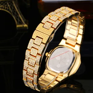 Luxury gold rhinestone quartz watch for women full diamond sparkling wristwatch shiny crystal dress watch