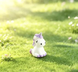 Resin cute unicorn figurine detail shot, perfect for desktop micro landscape and moss decor.