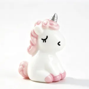 Cute resin unicorn figurine ornament for desktop micro landscape, cute miniature white pink decor.