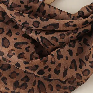 Brown leopard print square scarf soft chiffon material spring summer fashion accessory
