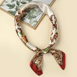 Zomer Europese stijl barok print zijden sjaal, elegante bloemen halsdoek voor vrouwen.
