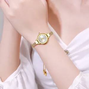 Luxury Rhinestone Women Watch Mini Round Quartz Watch Stainless Steel Chain Strap Waterproof Elegant Ladies Fashion Watch