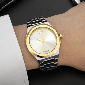 PLADEN Montre Quartz Acier Inoxydable Homme Casual Etanche Montre Bracelet Cadran Argent