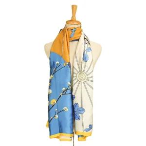 Vintage geprint lange vrouwen sjaal retro bloemen paraplu patroon elegante mode omslagdoek