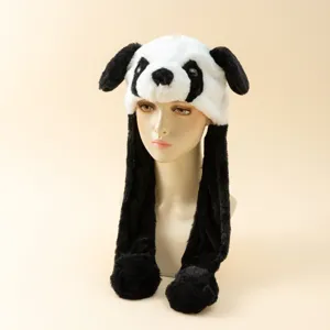 Süße Plüsch Panda Mütze mit beweglichen Ohren, warme Winter Tierkappe für Cosplay und Alltag.