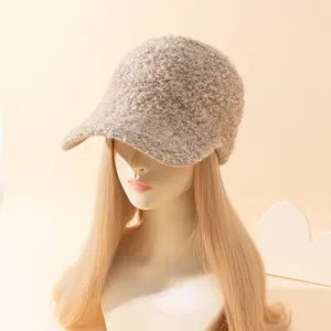 Casquette de Béisbol de Acrílico Tejido de Punto Cálido de Invierno para Mujer Sin Top Letra de Strass Visera Curva Al Aire Libre Sombrero de Sol Deportivo Casual Accesorio de Moda