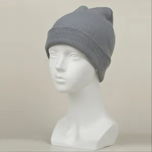 Bonnet en tricot de couleur unie pour femme et homme, bonnet chaud d'hiver décontracté.