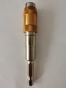 Close-up detail of the magnetic screw drill bit holder, featuring a secure hex shank design.