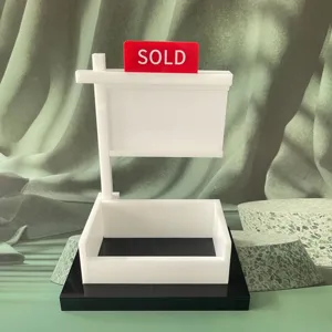 Acryl Immobilien Visitenkarten Display Ständer mit Verkauft Schild für Büro Schreibtisch
