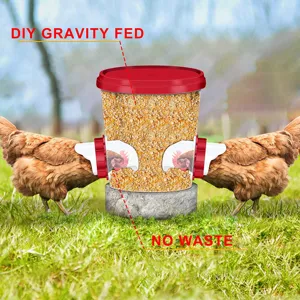 DIY gravity chicken feeder port kit automatic poultry food container rainproof bucket parts