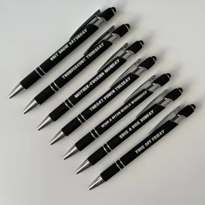 Lustiges Kugelschreiber-Set mit 7 Stücken täglichen Sprüchen, schwarzer Tinte und Eingabestift.