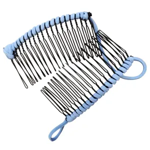 Double banana hair clip stretch comb lazy hair styling tool blue elastic hair accessories for women
