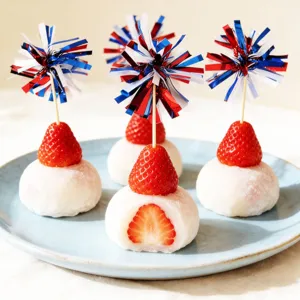 Patriotic firework food picks red white and blue tinsel toothpick toppers for party cake decor