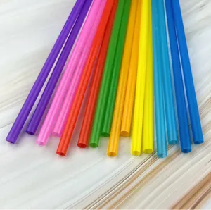 Bunte Einweg Plastik Trinkhalme Set für Kinder Basteln DIY Party Zubehör farbig 100Stk