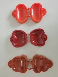 Close up details of the plastic fall hand pie molds set, showing the shape and texture clearly.