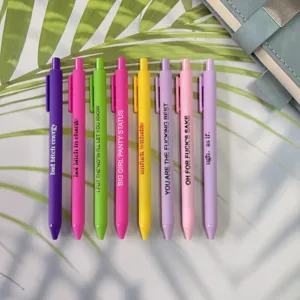 Lustige Zitaten Gelschreiber 8er Set bunte einziehbare Kugelschreiber mit witzigen Sprüchen.