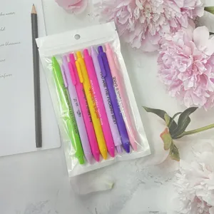 8er-Set bunte, einziehbare Gelschreiber mit lustigen Sprüchen, glattes Schreiben.