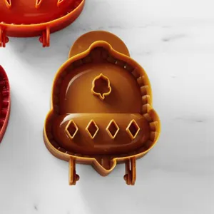 Fall hand pie mold detail view, autumn baking press stamp for delicious pastry and fruit pies.