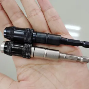 Magnetic screw drill bit extension rod set, durable metal tool accessories for repair.