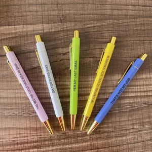 Funny office quote retractable ballpoint pen set, multi-color novelty funny gift pens