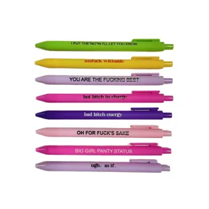 Bunte einziehbare Gelschreiber 8er Set, lustige Zitate Kugelschreiber für Büro und Schule.