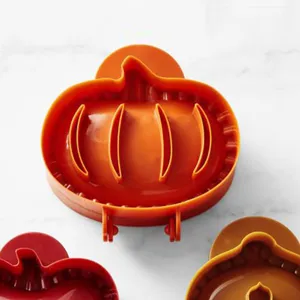 Pumpkin hand pie mold for autumn baking, plastic pastry press cutter for festive fruit pies.