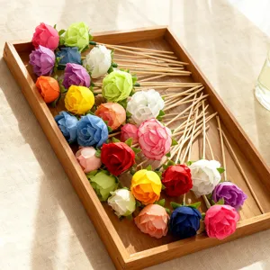 Houten Decoratieve Rozenbloem Fruitprikkers Cocktailprikkers Kunstbloem Dessert Voedselprikkers Voor Feest Bar