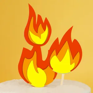 Firefighter Theme Flame Cake Topper Paper Card Wooden Stick Baking Dessert Decoration Party Supplies For Birthday Party
