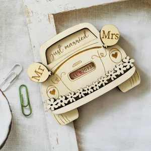 Wooden wedding car money holder, rustic bridal money clip gift for wedding party decoration