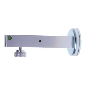 Magnetische Sturzmessgerät Detailansicht mit Libelle, Einstellschraube und Magnetbasis.