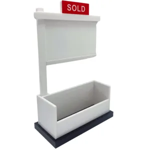 Immobilien Visitenkartenhalter Display Stand mit Sold Schild für Schreibtisch Deko