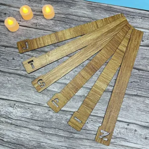 Set aus Holz Lesezeichen mit Buchstaben, Vintage Schallplatten Trenner für Geschenke.