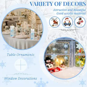 Christmas floating candle filler and snowflake window hanging decorations set for party.