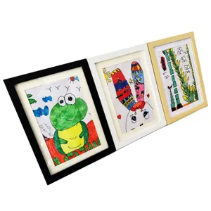 Kids Art Frames Wooden Picture Frame Artwork Storage Box Front Opening Design Modern Home Decor Photo Frame