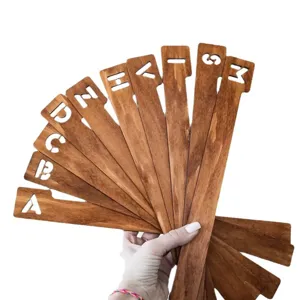 Hölzerne Buchstaben Lesezeichen Schallplatten Trenner Detailansicht Naturholz Material