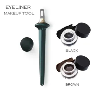 Professional Silicone Eyeliner Brush and Waterproof Gel Eyeliner Set Black Brown Makeup Tool