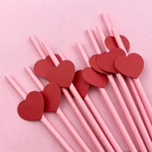 Cannucce di Carta Usa e Getta Con Carta a Cuore Carino Forma di Frutta Paglia Biodegradabile Per Festa Panetteria Tè al Latte Forniture